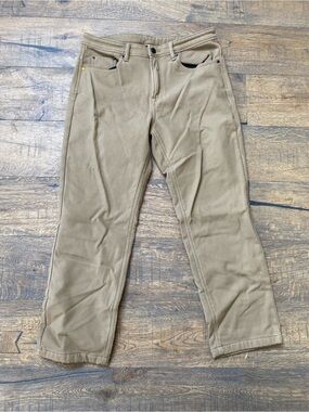 Caterpillar CAT Mens Fleece Lined Stretch Canvas Work Pants Tan 36x30